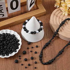 580 шт. 4 размера круглых бусин из натуральной лавы&nbsp;G-SP0001-18