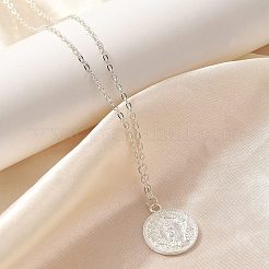 304 нержавеющая сталь плоская круглая камея кулон кабель цепь ожерелья для женщин&nbsp;LS-STAS-Z108-02S-02