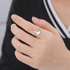 Не тускнеющее кольцо-манжета из нержавеющей стали 304 для женщин с изображением котят и щенков&nbsp;LS-RJEW-B035-09P