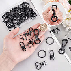 30 шт. 6 стиля поворотных застежек из цинкового сплава и разъемных колец для ключей&nbsp;FIND-PH0024-77