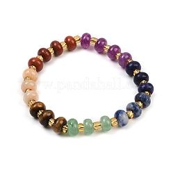 Эластичные браслеты из натуральных и синтетических смешанных драгоценных камней для женщин&nbsp;BJEW-B146-01A