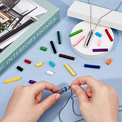 2 стиль 304 нержавеющая сталь коробка цепь полые колонны флакон духов подвеска ожерелья&nbsp;NJEW-FH0001-19