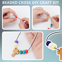 Набор для самостоятельного изготовления браслета из дерева с непрозрачными пластиковыми бусинами DIY-DR0001-73