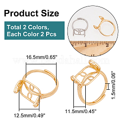 4шт 2 цвета регулируемые компоненты латунного кольца&nbsp;KK-PH0005-29