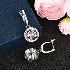 925 плоские круглые серьги-кольца из стерлингового серебра с паве из кубических цирконий&nbsp;EJEW-C150-01C-02