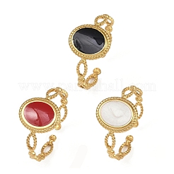 Овальные эмалевые манжеты из нержавеющей стали 304 для женщин&nbsp;RJEW-G355-01G