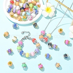 20 шт. 2 вида бусин из смолы с латунными стразами в форме ронделя&nbsp;KK-YW0004-31