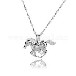 Ожерелье из сплава с подвеской в виде лошадиной клетки с синтетическим светящимся камнем&nbsp;LS-LUMI-PW0001-002P-B