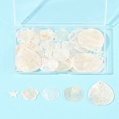 56 шт. 5 стиля подвески из натуральной ракушки капиз&nbsp;SHEL-FS0001-08