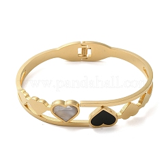 Браслеты-сердечки из нержавеющей стали 304 с эмалью на шарнирах&nbsp;LS-BJEW-E099-03G
