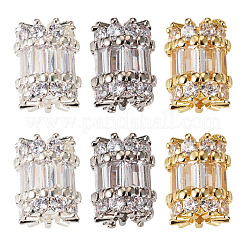 6 шт. 3-цветные латунные микро-прозрачные кубические циркониевые бусины&nbsp;KK-TA0002-94