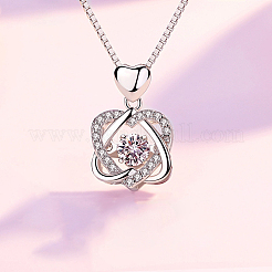 Двойное сердце 925 ожерелье из стерлингового серебра с микропаве из прозрачных кубических цирконий&nbsp;FS-WG0A98A-01