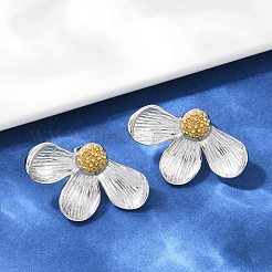 Двухцветные серьги-гвоздики из нержавеющей стали 304&nbsp;EJEW-S265-09GP