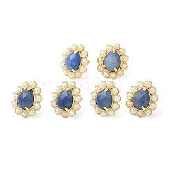 Серьги-гвоздики из натурального синего авантюрина с ионным покрытием (IP)&nbsp;EJEW-E599-05G-03
