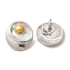 Двухцветные серьги-гвоздики из нержавеющей стали 304&nbsp;EJEW-F355-02GP-01