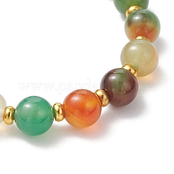 Браслеты из окрашенного и термически обработанного натурального павлиньего агата с круглыми бусинами&nbsp;BJEW-JB13444