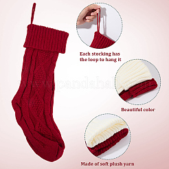 4 шт. 2-х цветные вязаные акриловые хлопчатобумажные мешочки для чулок&nbsp;AJEW-SP0004-02