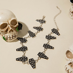 Пасхальное железное готическое ожерелье-чокер в виде черепа и гроба с звеньями&nbsp;FS-WG0851C-01