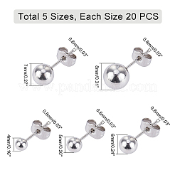 201 серьги-гвоздики из нержавеющей стали с шариками&nbsp;STAS-UN0019-07P