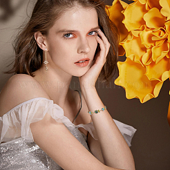 5шт. 5-цветный набор браслетов-цепочек из сплава в виде розы со стразами&nbsp;BJEW-FI0001-63