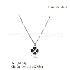 Простые ожерелья из нержавеющей стали с черной эмалью в виде клевера и сердечка для ежедневного ношения женщинами&nbsp;YE9051-1