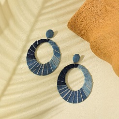 Овальные серьги-гвоздики из джинсовой ткани с подвесками&nbsp;FS-WG37483-01