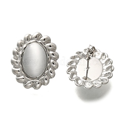 Серьги-гвоздики из нержавеющей стали 304 с овальным стеклом&nbsp;EJEW-M070-04P