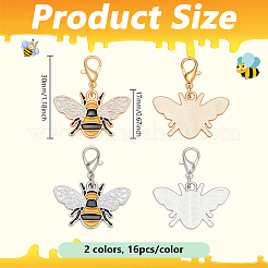 32 шт. 2-х цветные эмалевые подвесные украшения в виде пчел&nbsp;HJEW-PH02214