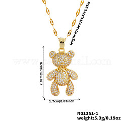 Элегантные латунные прозрачные кубические цирконии мультяшные медвежьи подвески ожерелья XF2925