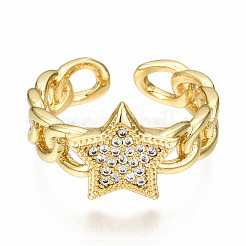 Латунные кольца из манжеты с прозрачным цирконием&nbsp;RJEW-N035-002-NF