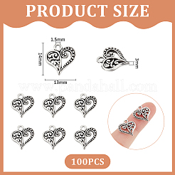 100 шт. филигранный сплав в форме сердца в тибетском стиле&nbsp;FIND-UN0015-59