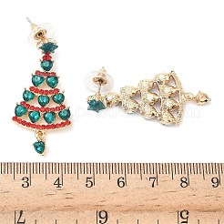 Рождественские серьги-гвоздики со стразами из сплава&nbsp;LS-EJEW-F399-03G