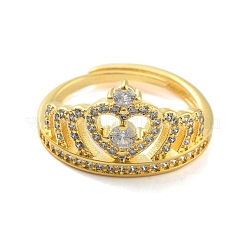 Регулируемые кольца с прозрачной коронкой и цирконием&nbsp;RJEW-L120-017G-02