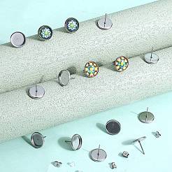 100 шт. плоские круглые серьги-гвоздики из нержавеющей стали&nbsp;STAS-SP0001-61D-P