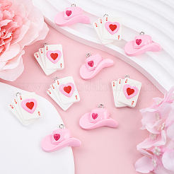 Наборы для самостоятельного изготовления подвесок из смолы в виде игральных карт и шляп&nbsp;DIY-YW0010-87