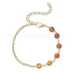 Браслеты из натуральных янтарных бусин.&nbsp;BJEW-JB13484-01