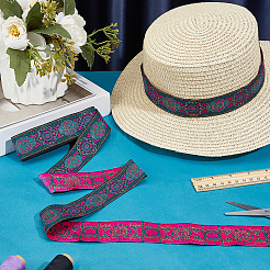 Вышивка полиэстеровой лентой в этническом стиле&nbsp;SRIB-WH0007-02D-WH