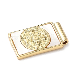 Латунные подвески в форме натуральной белой ракушки с прямоугольным сечением&nbsp;KK-Q068-32C-G