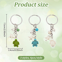 12шт. 3 брелока из синтетической бирюзы&nbsp;KEYC-ME00003