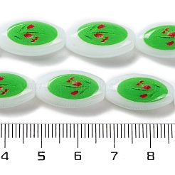 Печать стеклянных овальных бусин для изготовления ожерелья и браслетов&nbsp;GLAA-B020-01A-15