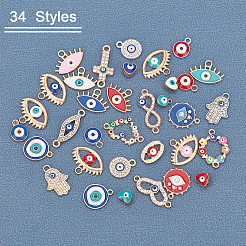 30 шт. 12-х стилевые эмалевые подвески из сплава и 4 шт. 4-х стилевые звенья из сплава&nbsp;FIND-AR0001-25