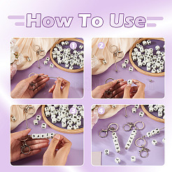 Наборы для самостоятельного изготовления брелоков из нержавеющей стали с бусинами&nbsp;KEYC-TA0001-63