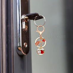 6 шт. 6-х стильный брелок-подвеска из сплава фруктов с эмалью и талисманом на удачу&nbsp;KEYC-DR0001-08