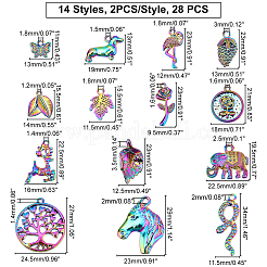 28шт 14 стиля подвески из сплава цвета радуги&nbsp;FIND-FH0003-55