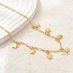 Ожерелья с подвесками в виде звезд из латуни&nbsp;NJEW-B157-14G