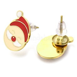 Ионное покрытие(ip) 304 нержавеющая сталь эмалированные серьги-гвоздики&nbsp;EJEW-I316-04G-05