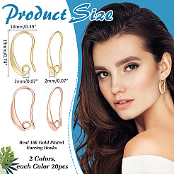40 шт. 2 цвета латунные крючки для серег&nbsp;KK-ME0002-46