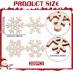 200 шт. снежинка необработанный кусок дерева&nbsp;WOOD-UN0001-31