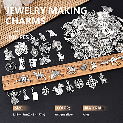 100 шт. 100 стиля подвески из сплава в тибетском стиле&nbsp;TIBEP-YW0002-01