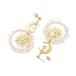 Винтажные серьги-гвоздики из натурального розового кварца&nbsp;EJEW-JE05807-02